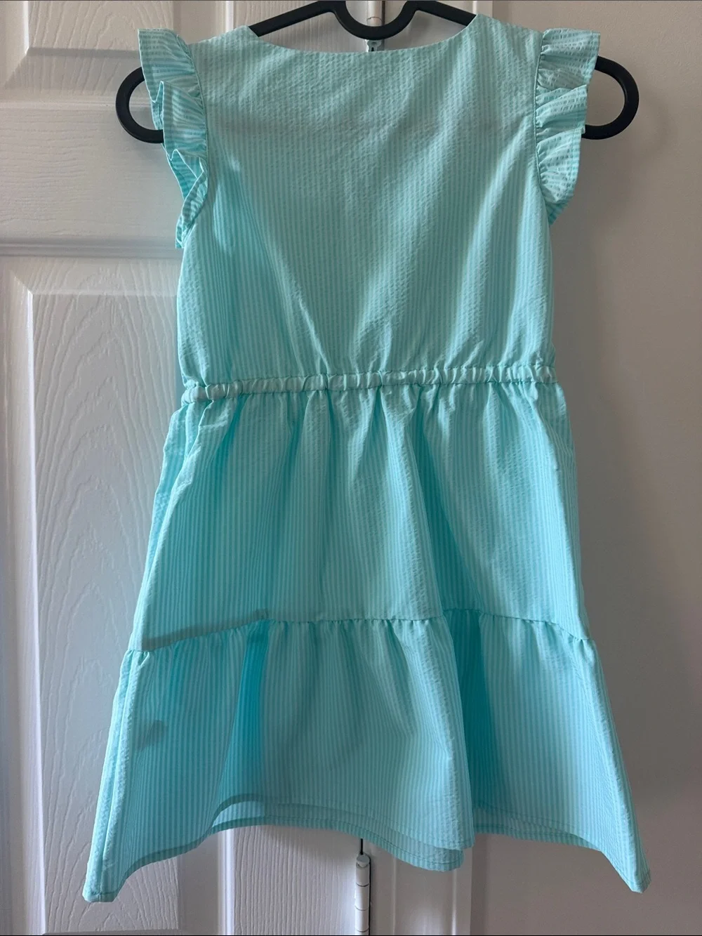 Vineyard Vines Blue Ruffle Sleeve Tiered Dress